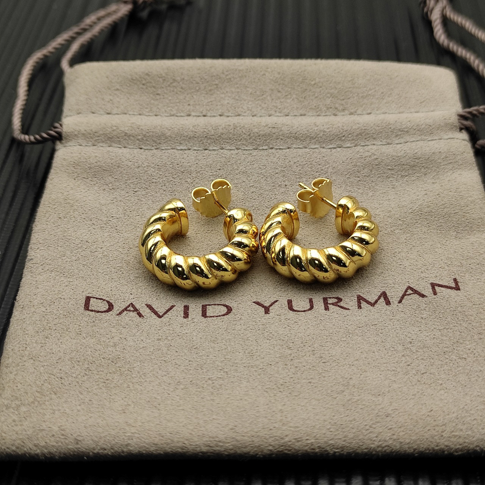 David Yurman Gold Spiral Button Earrings
